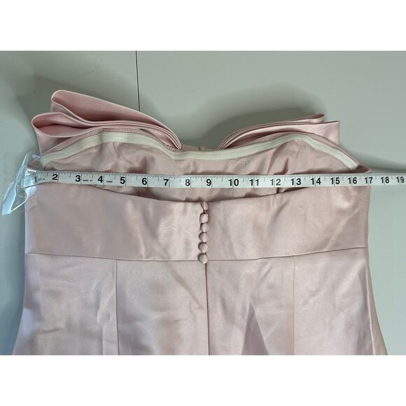 Alfred Sung Natasha D859 NWOT Pink Satin Column Maxi Dress Oversized Bow 12 - Picture 7 of 9